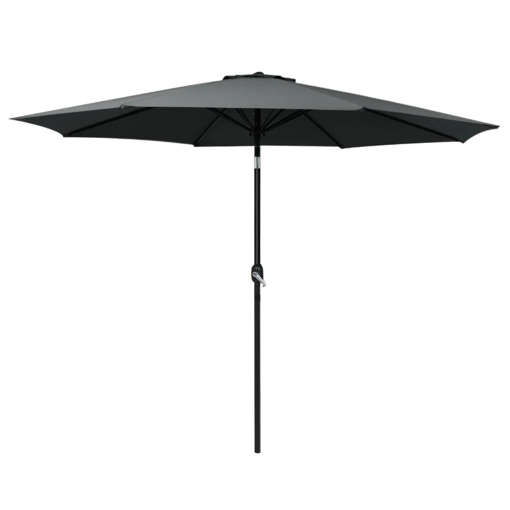 Outdoor Umbrella 3M Beach Pole Garden Patio Tilt - Black