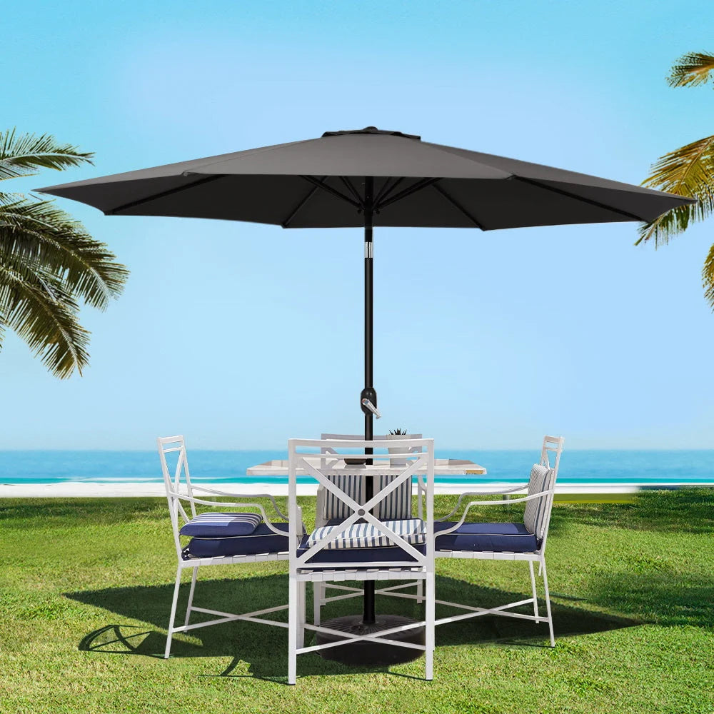 Outdoor Umbrella 3M Beach Pole Garden Patio Tilt - Black