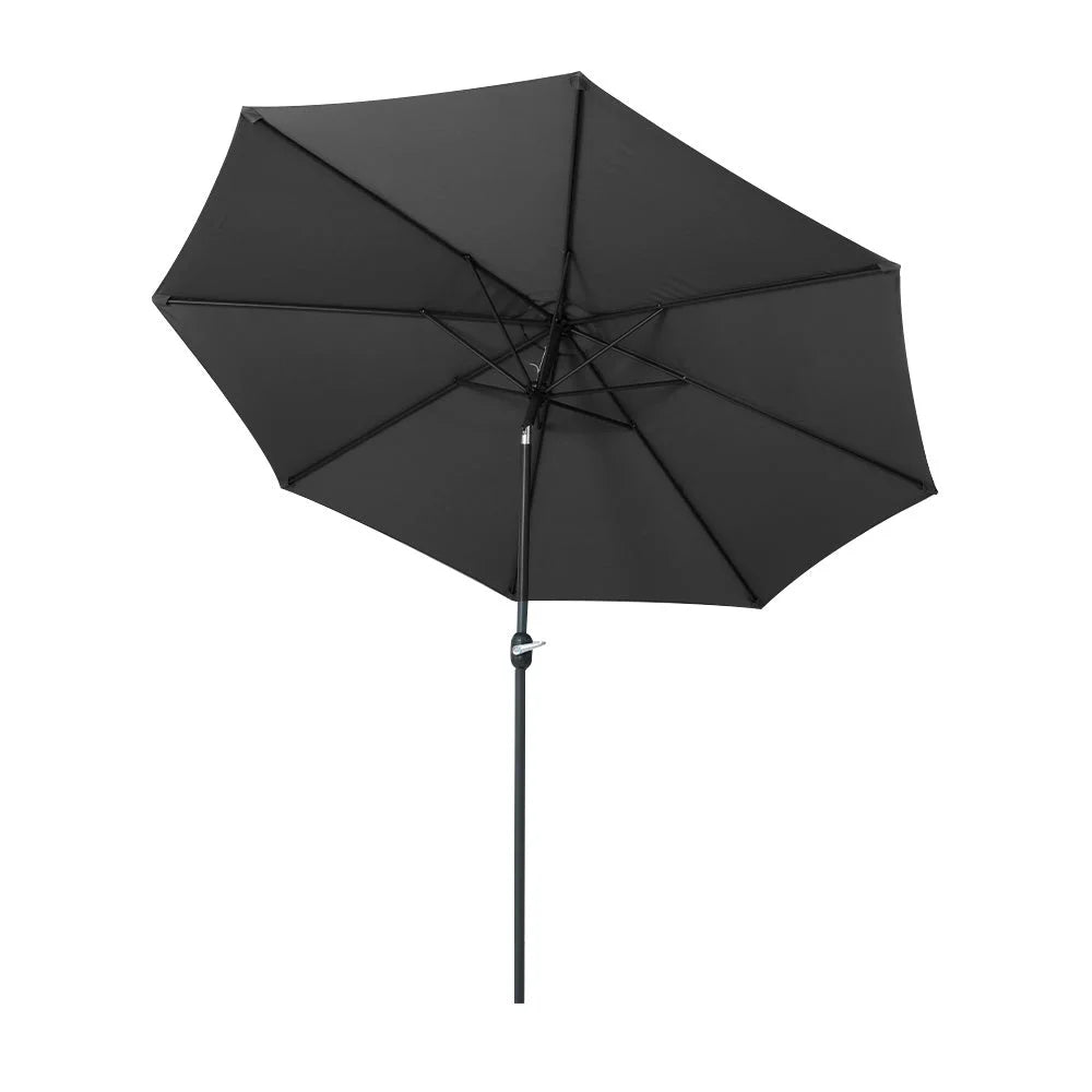 Outdoor Umbrella 3M Beach Pole Garden Patio Tilt - Black