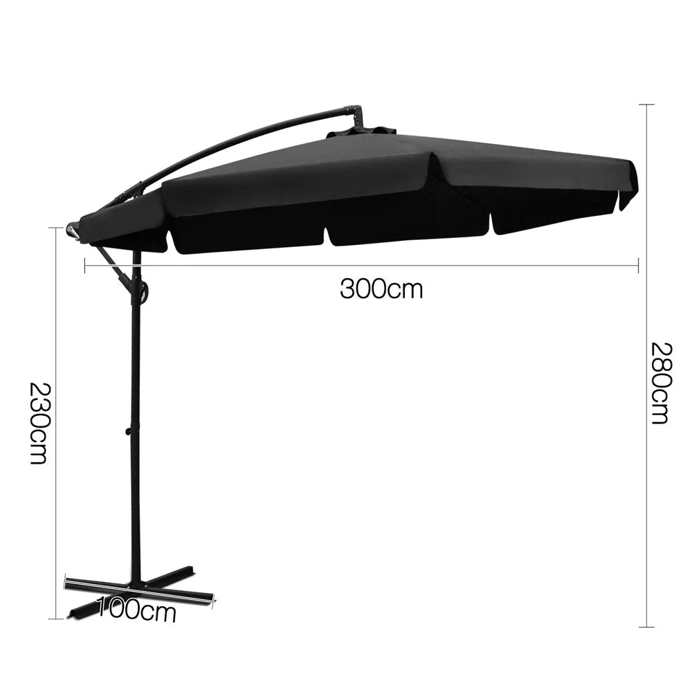 Outdoor Umbrella 3m Black - Outdoor