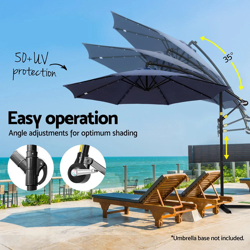 Outdoor Umbrella 3M Cantilever Beach LED - Umbrella Garden