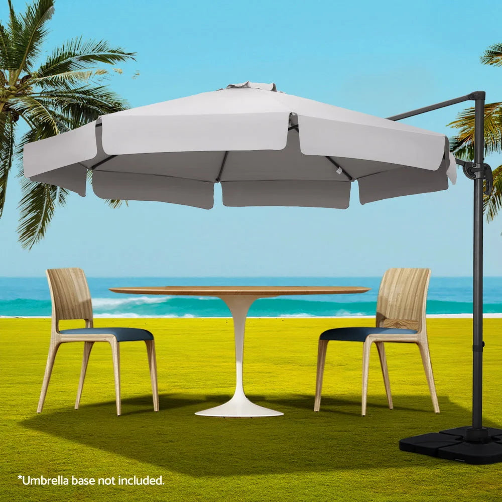 Outdoor Umbrella 3M Cantilever Beach Roma - 360° Tilt Grey
