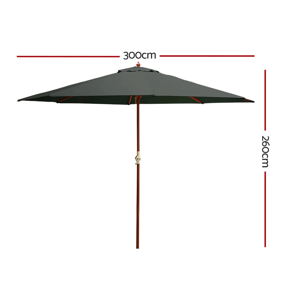 Outdoor Umbrella 3M Pole Stand Sun Beach Garden Deck