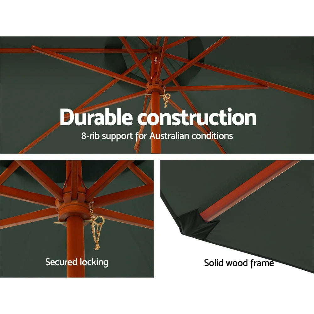 Outdoor Umbrella 3M Pole with Base Stand Sun Garden Deck