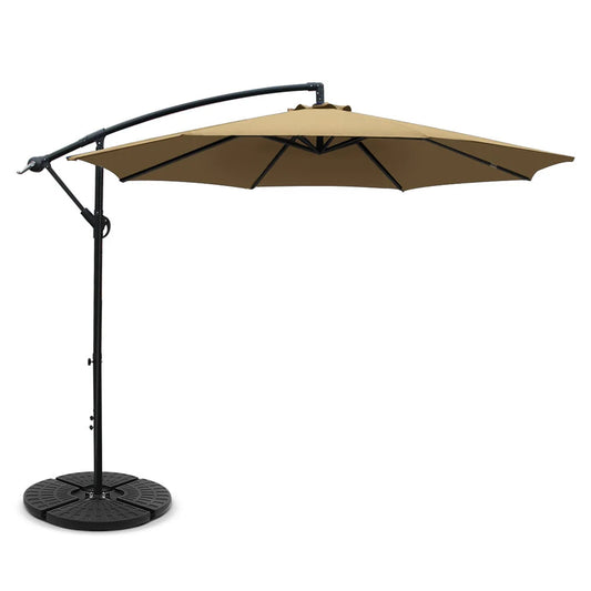 Outdoor Umbrella 3M with 48x48cm Base Cantilever Sun Beach