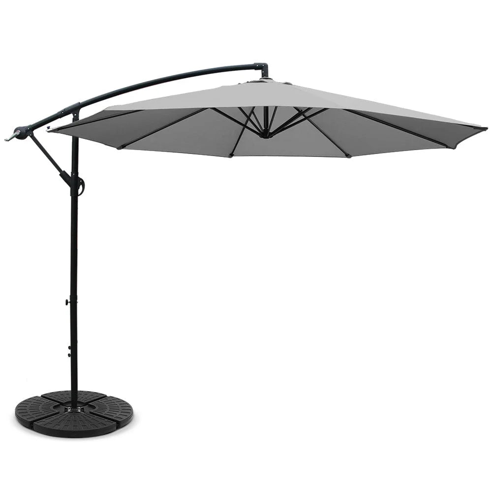 Outdoor Umbrella 3M with 48x48cm Base Cantilever Sun Beach