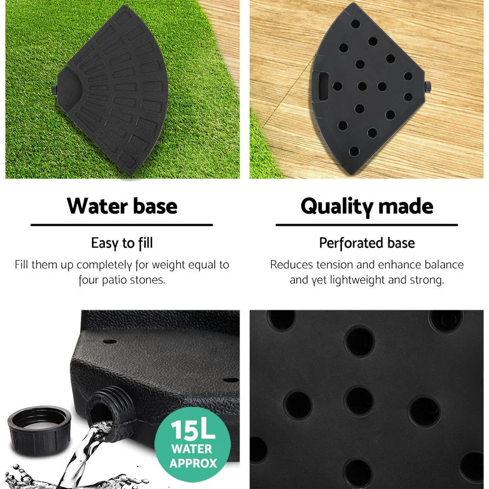 Navy 3m outdoor umbrella base with useful parts and product scale
