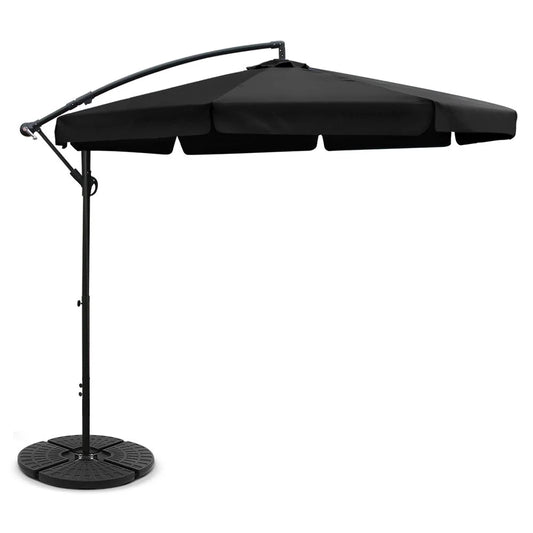 Outdoor Umbrella 3M with 48x48cm Base Cantilever Sun Beach