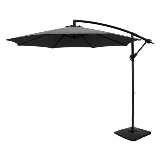 Outdoor Umbrella 3M with Base Cantilever Beach Garden Patio