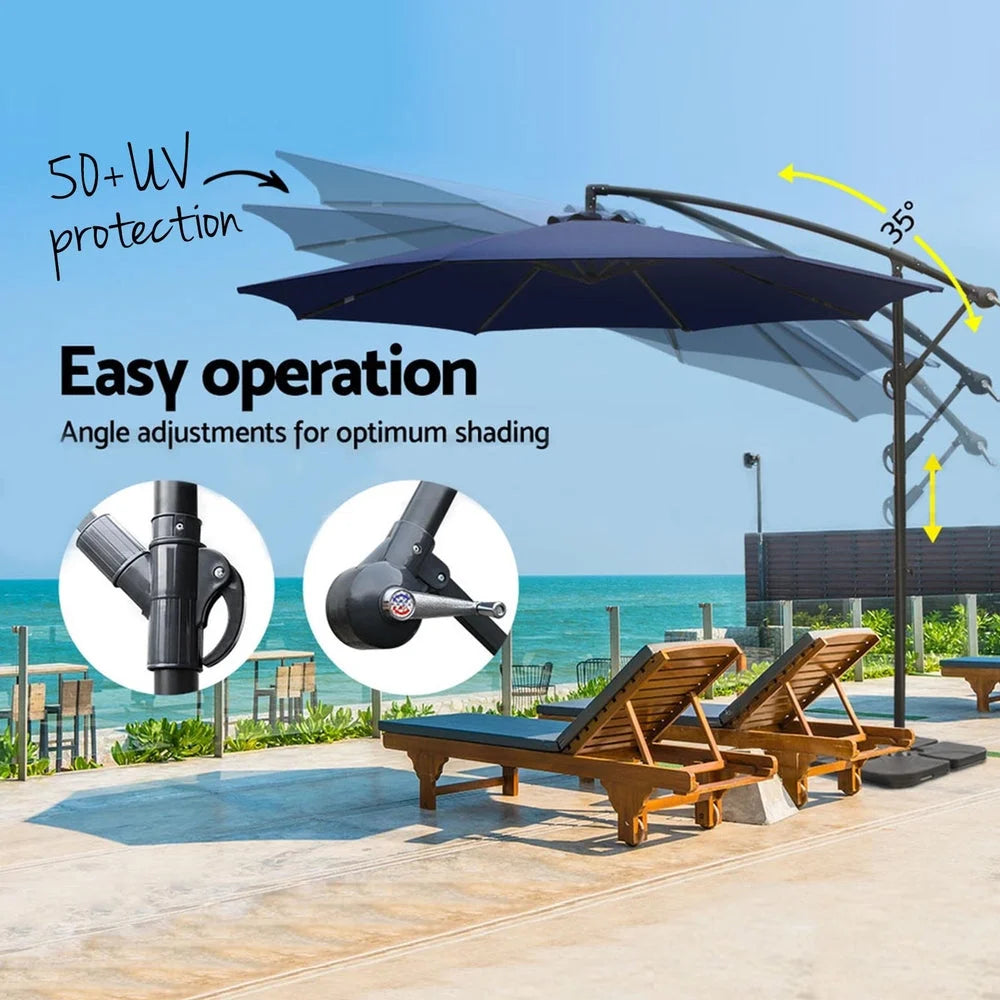 Outdoor Umbrella 3M with Base Cantilever Beach Garden Patio