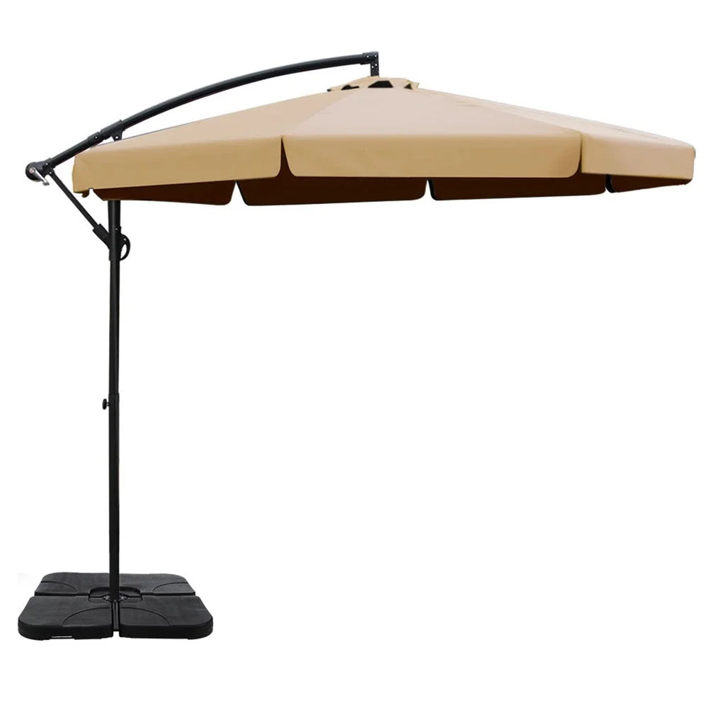 Outdoor Umbrella 3M with Base Cantilever Garden Beach Patio
