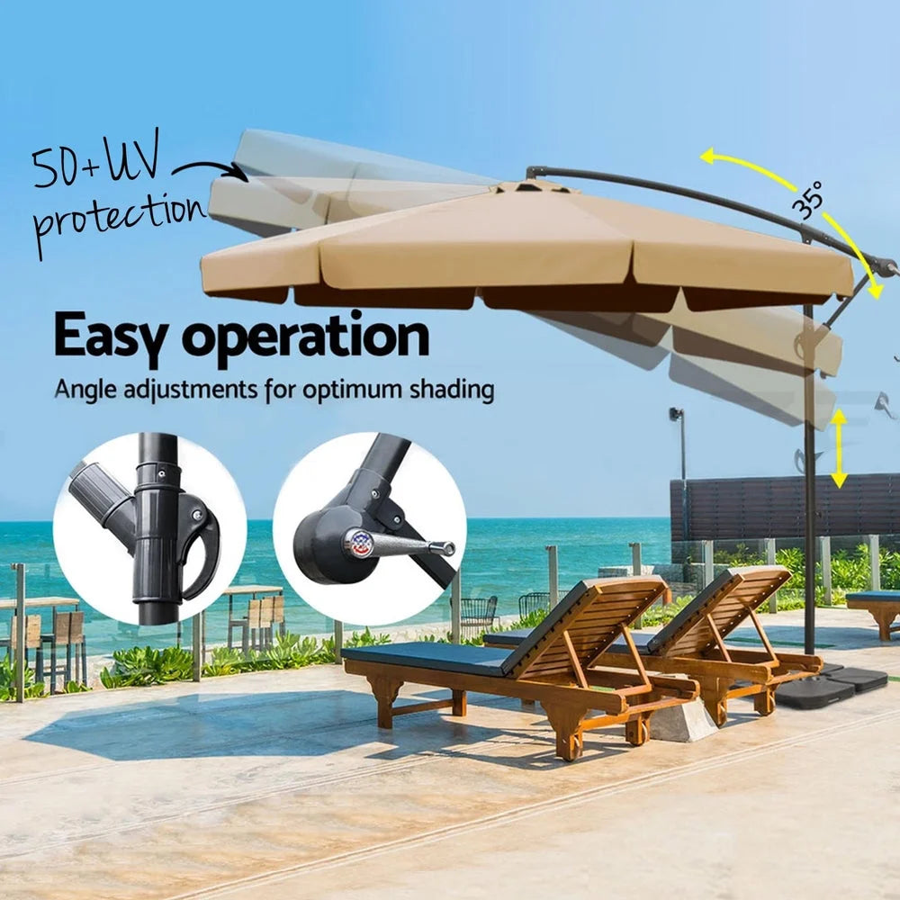 Outdoor Umbrella 3M with Base Cantilever Garden Beach Patio