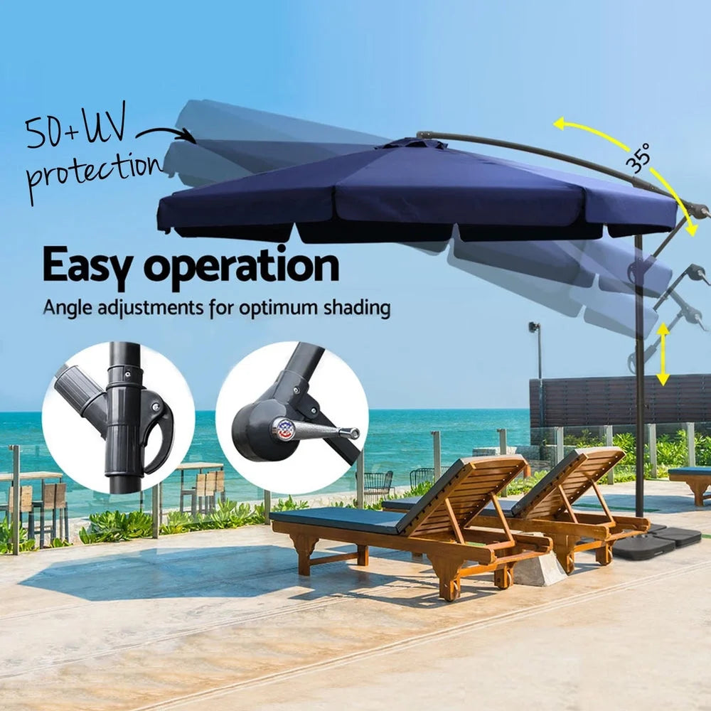 Outdoor Umbrella 3M with Base Cantilever Garden Beach Patio