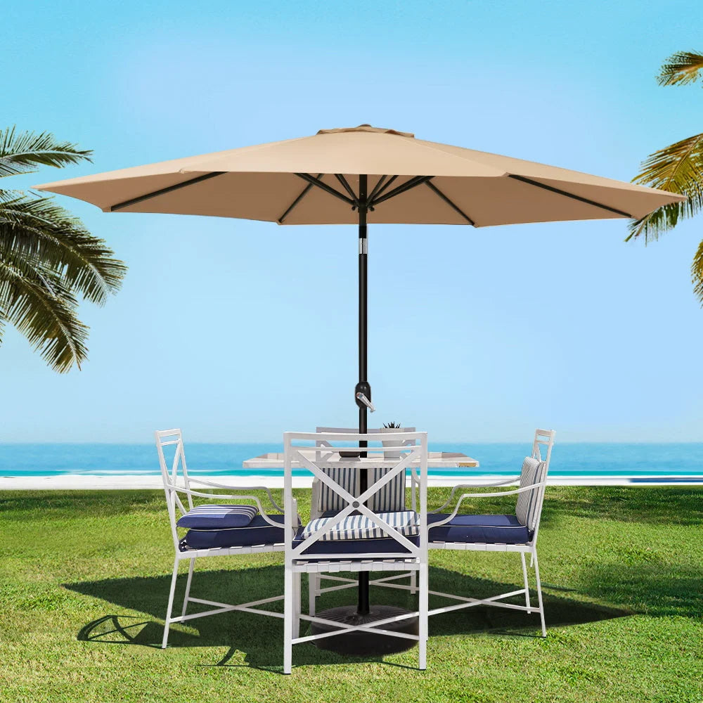 Outdoor Umbrella 3M with Base Pole Tilt Beach Garden Patio