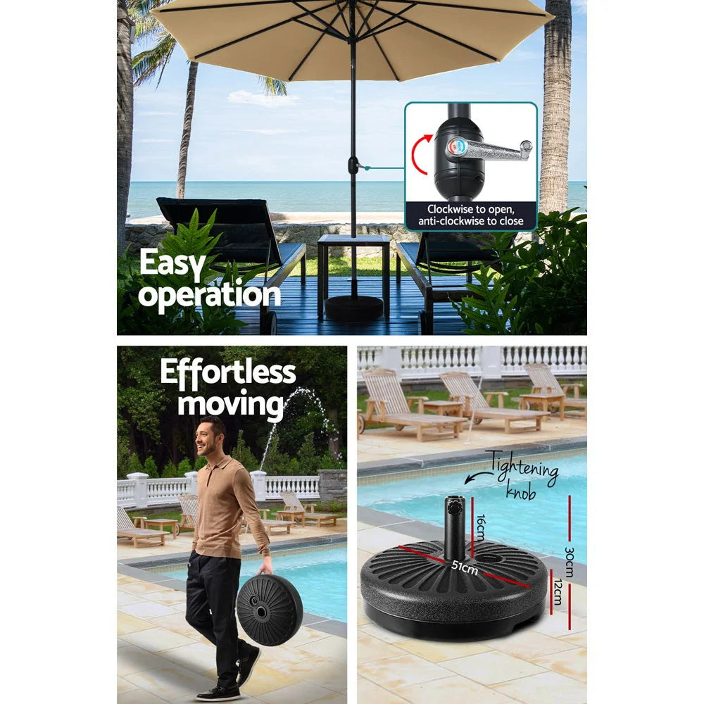 Outdoor Umbrella 3M with Base Pole Tilt Beach Garden Patio