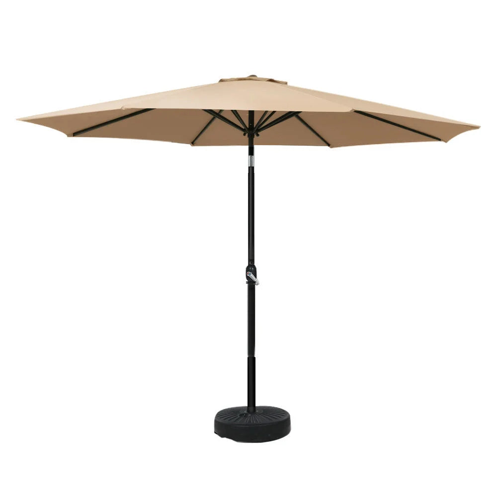 Outdoor Umbrella 3M with Base Pole Tilt Beach Garden Patio