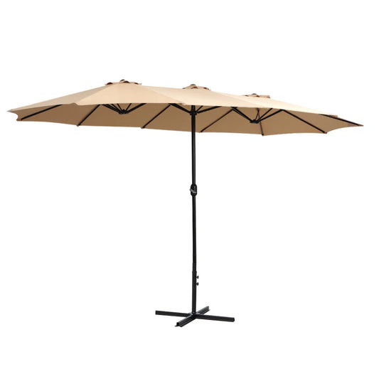 Outdoor Umbrella 4.57M Beach Pole Garden Tilt - Beige
