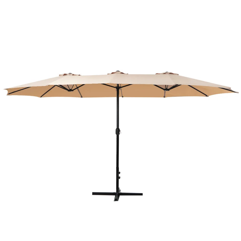 Outdoor Umbrella 4.57M Beach Pole Garden Tilt - Beige
