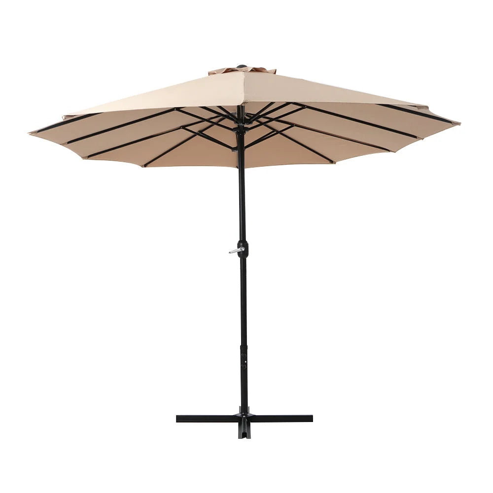 Outdoor Umbrella 4.57M Beach Pole Garden Tilt - Beige