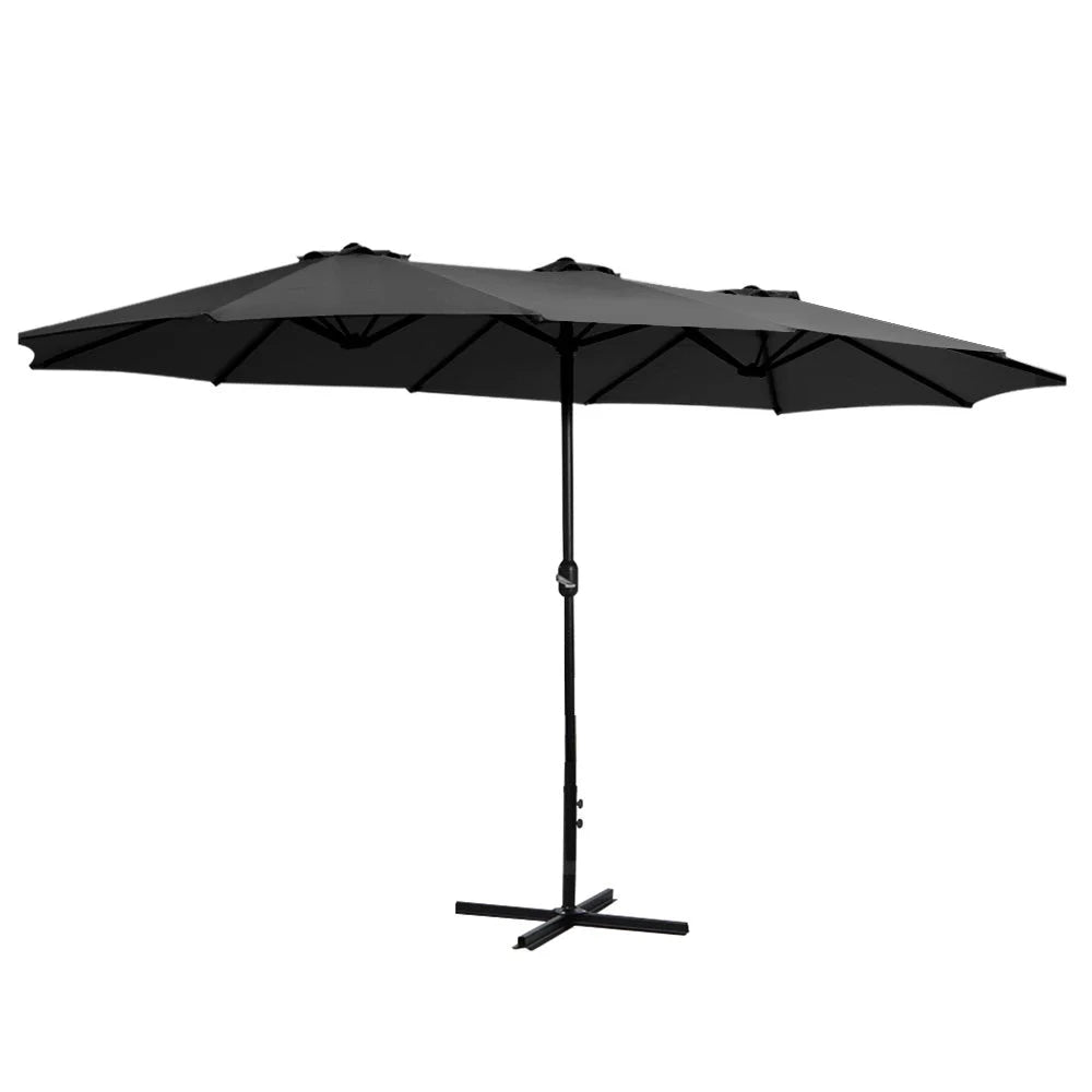 Outdoor Umbrella 4.57M Beach Pole Garden Tilt - Black