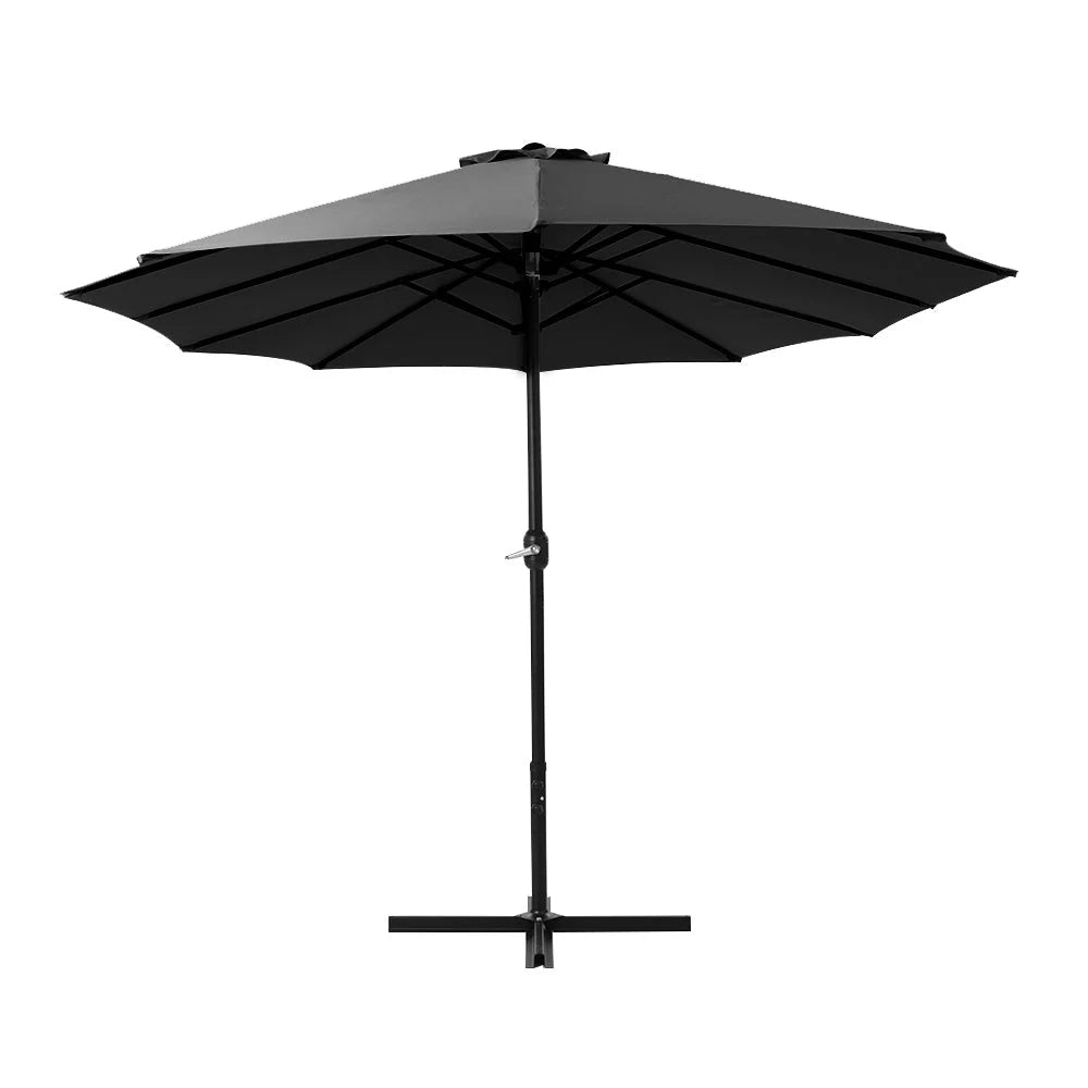 Outdoor Umbrella 4.57M Beach Pole Garden Tilt - Black