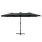 Outdoor Umbrella 4.57M Beach Pole Garden Tilt - Black