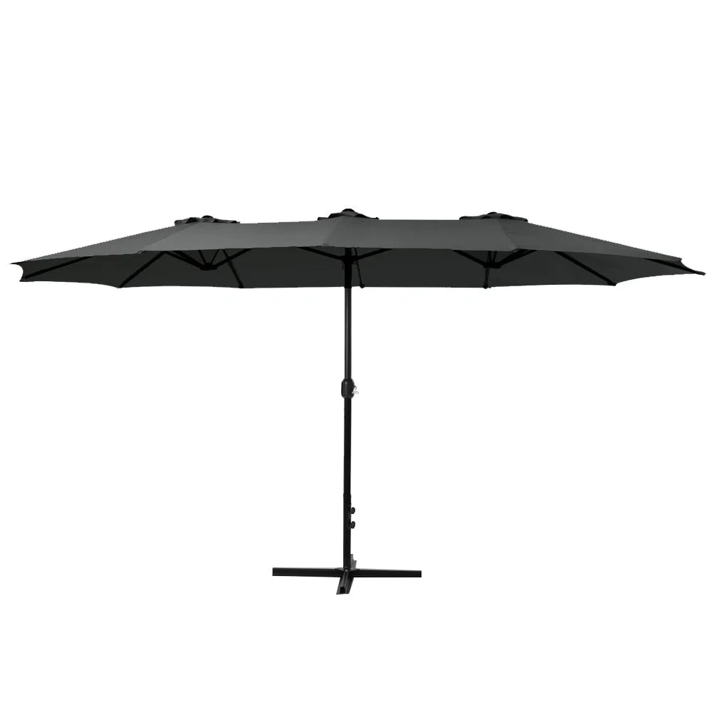 Outdoor Umbrella 4.57M Beach Pole Garden Tilt - Black