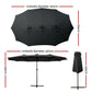 Outdoor Umbrella 4.57M Beach Pole Garden Tilt - Black