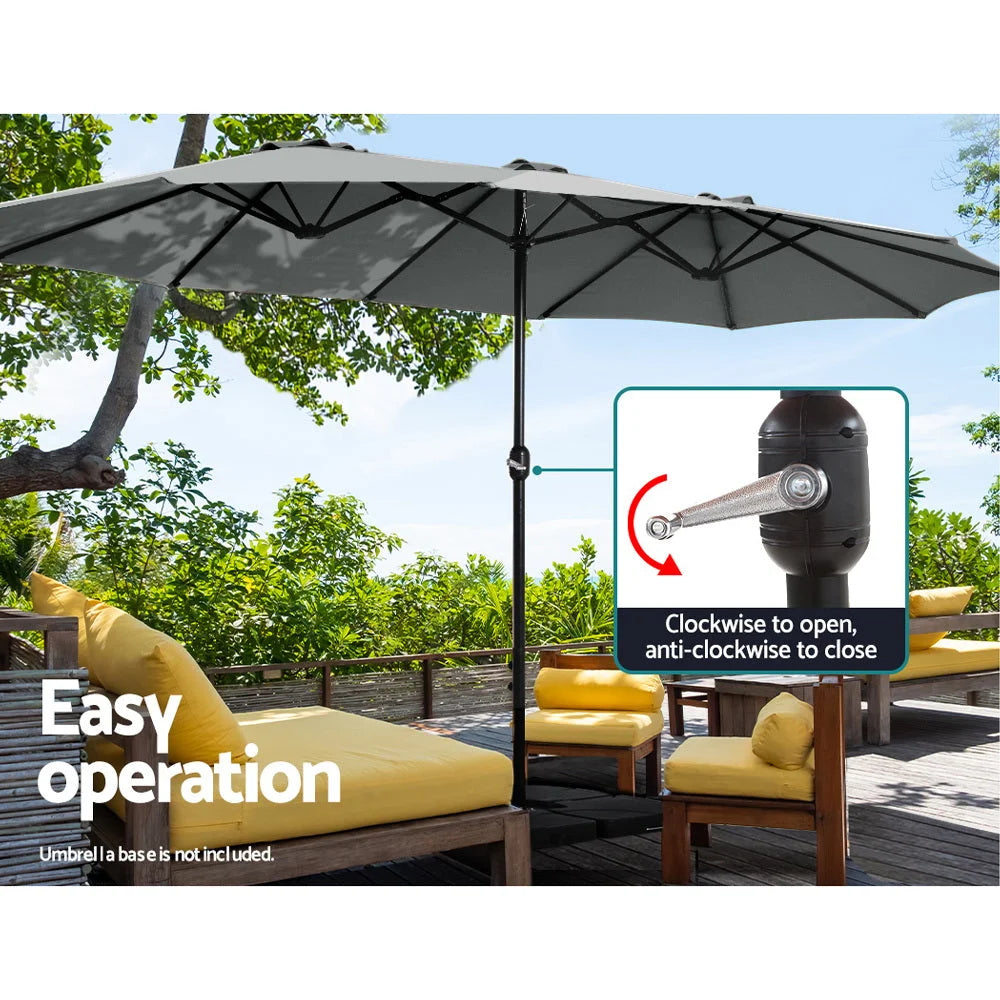 Charcoal 57m outdoor umbrella beach with size cues and product form