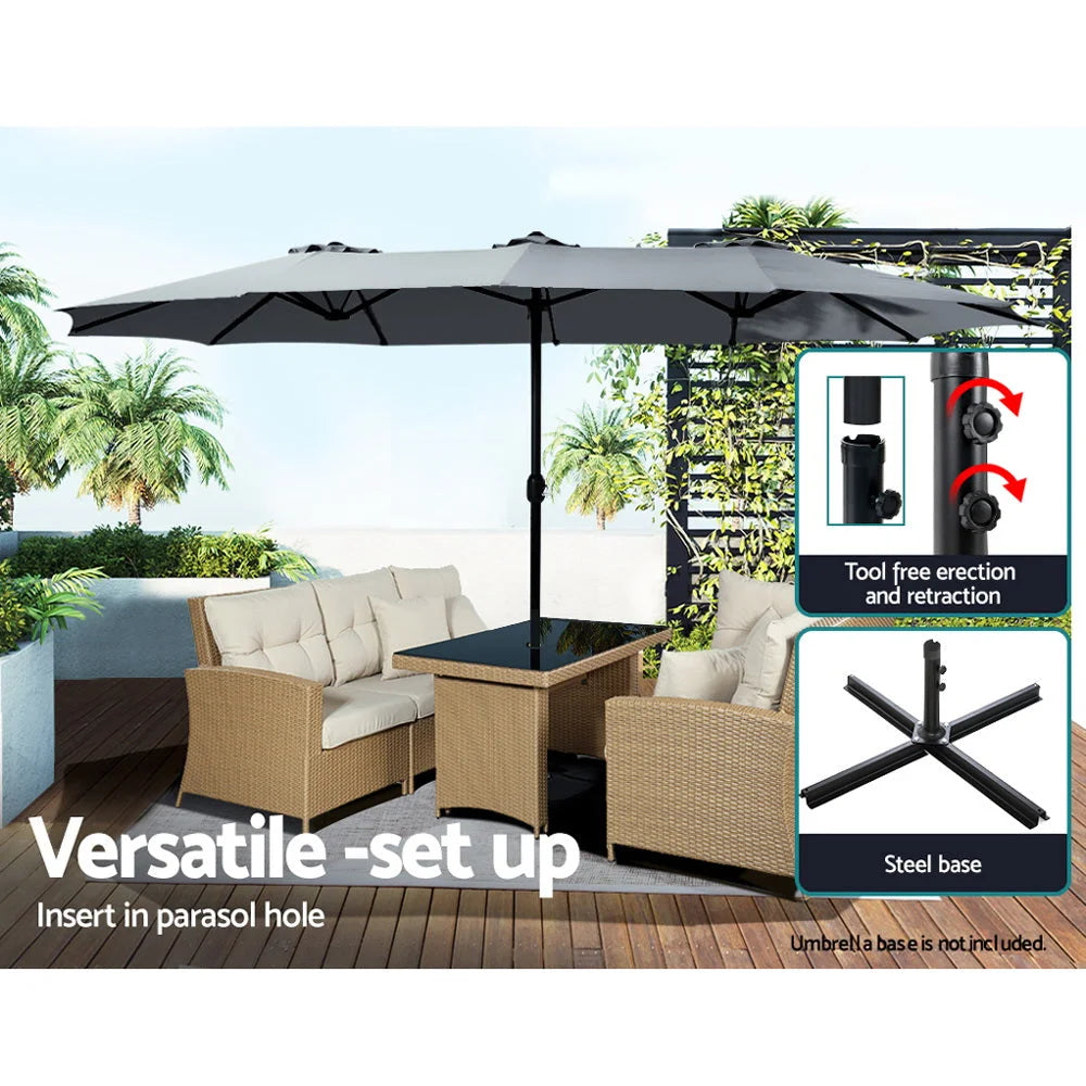 Charcoal 57m outdoor umbrella beach with key surfaces and edge shape