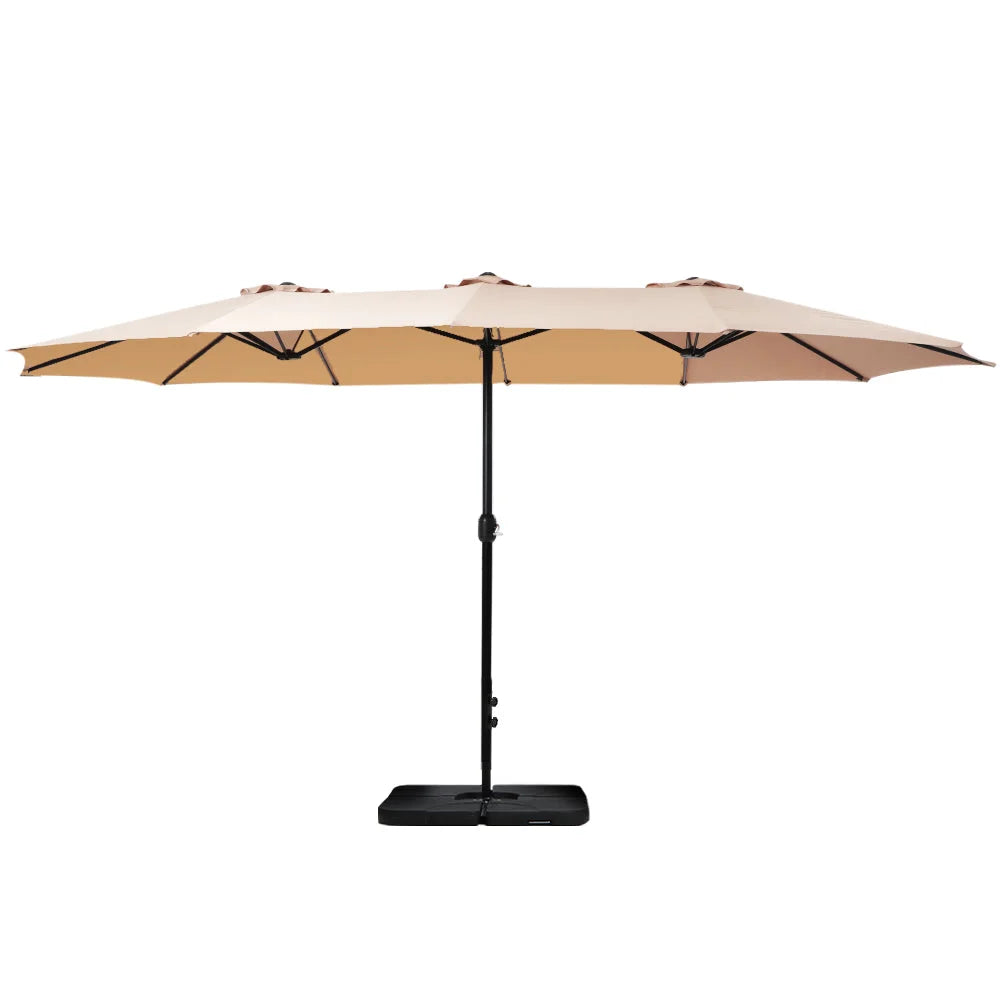 Outdoor Umbrella 4.57M w/Base Stand Beach Pole Garden Tilt