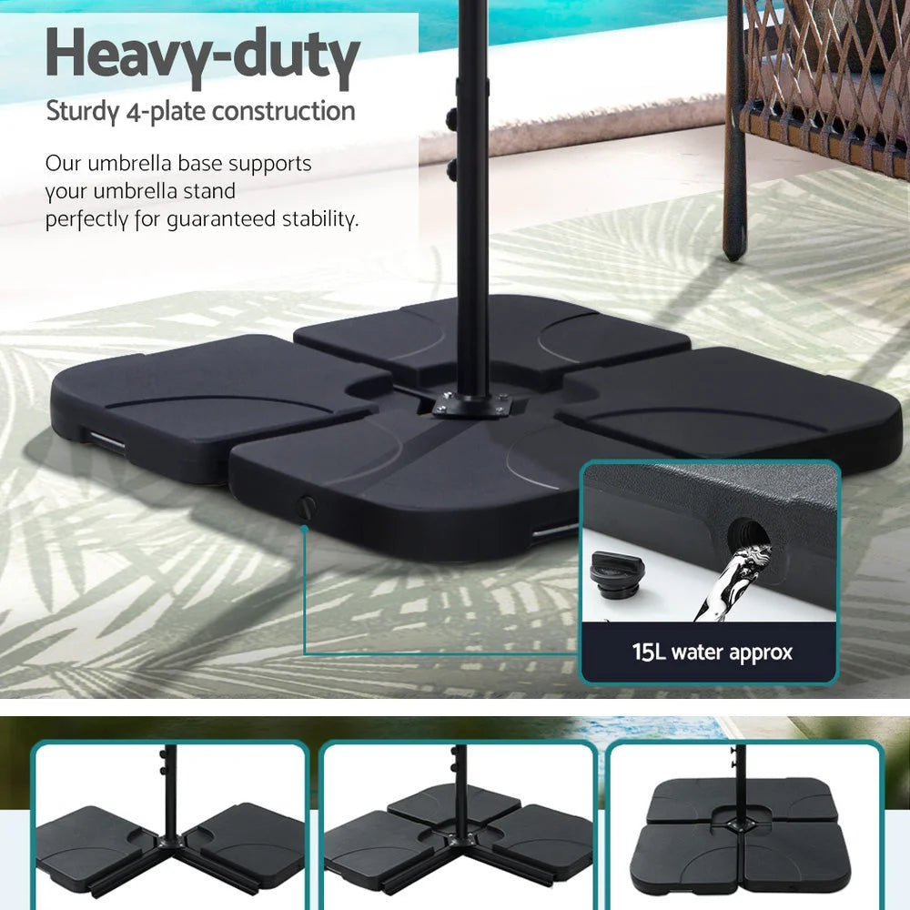 Outdoor Umbrella 4.57M w/Base Stand Beach Pole Garden Tilt