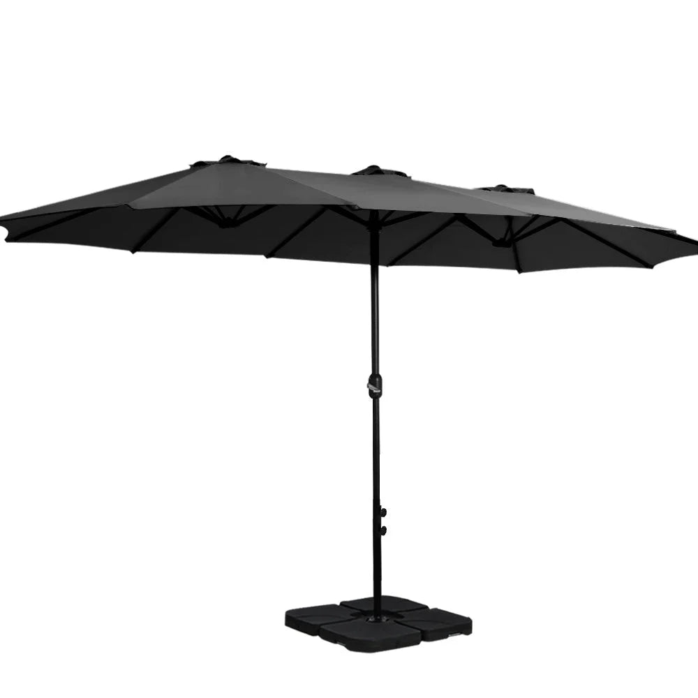 Outdoor Umbrella 4.57M w/Base Stand Beach Pole Garden Tilt