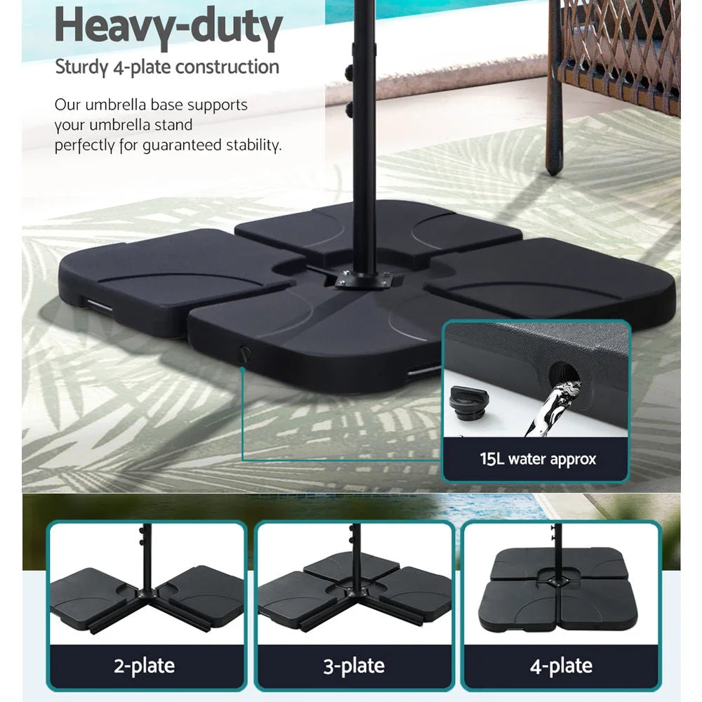 Outdoor Umbrella 4.57M w/Base Stand Beach Pole Garden Tilt