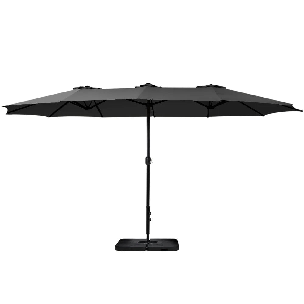 Outdoor Umbrella 4.57M w/Base Stand Beach Pole Garden Tilt