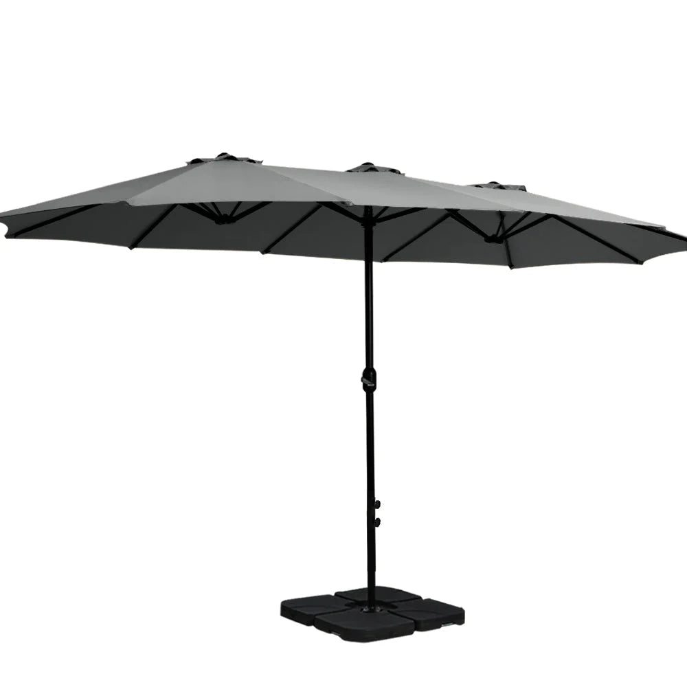 Outdoor Umbrella 4.57M w/Base Stand Beach Pole Garden Tilt