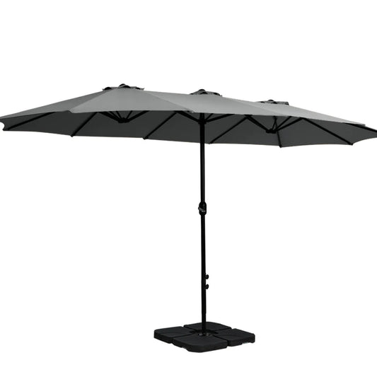 Outdoor Umbrella 4.57M w/Base Stand Beach Pole Garden Tilt