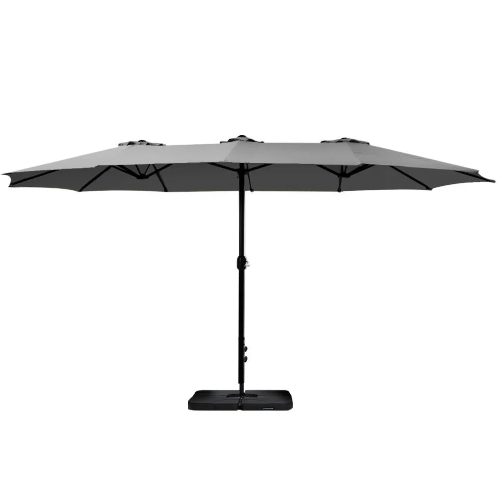 Outdoor Umbrella 4.57M w/Base Stand Beach Pole Garden Tilt