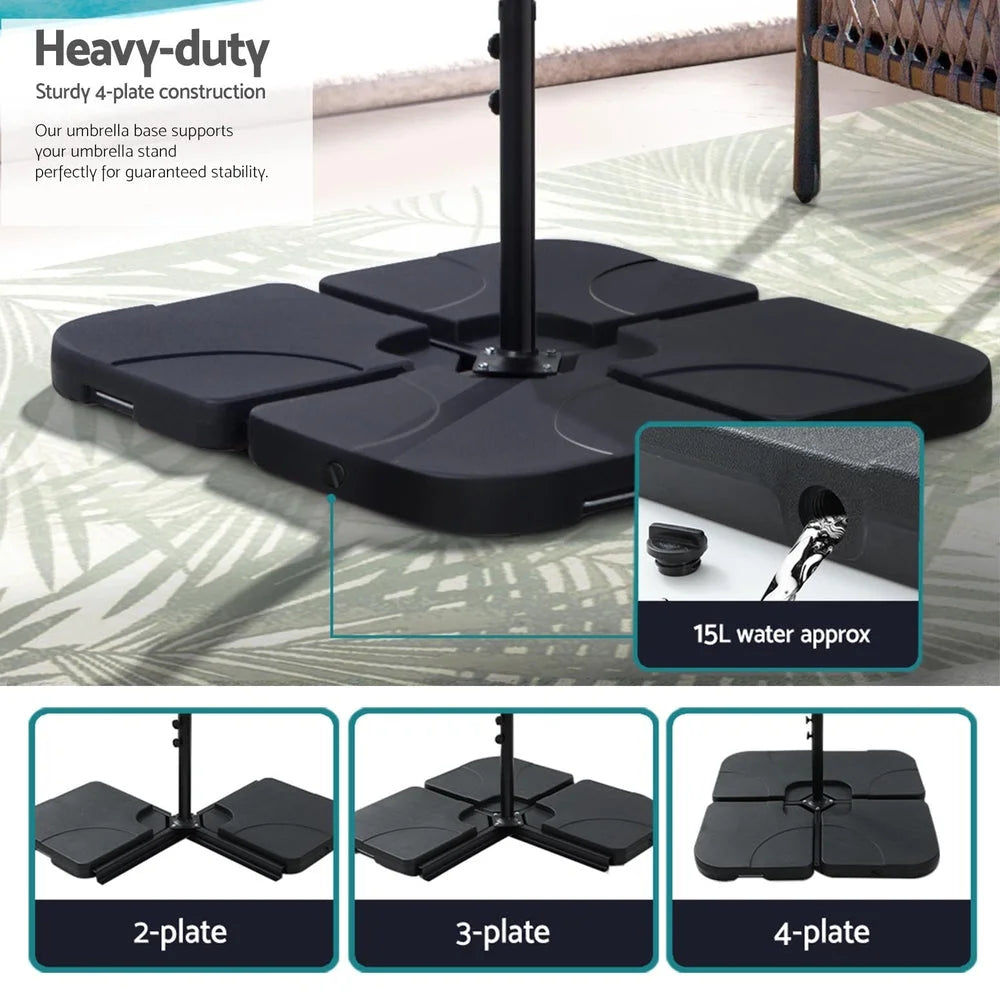 Outdoor Umbrella Cantilever Sun Stand UV Garden Base - Grey