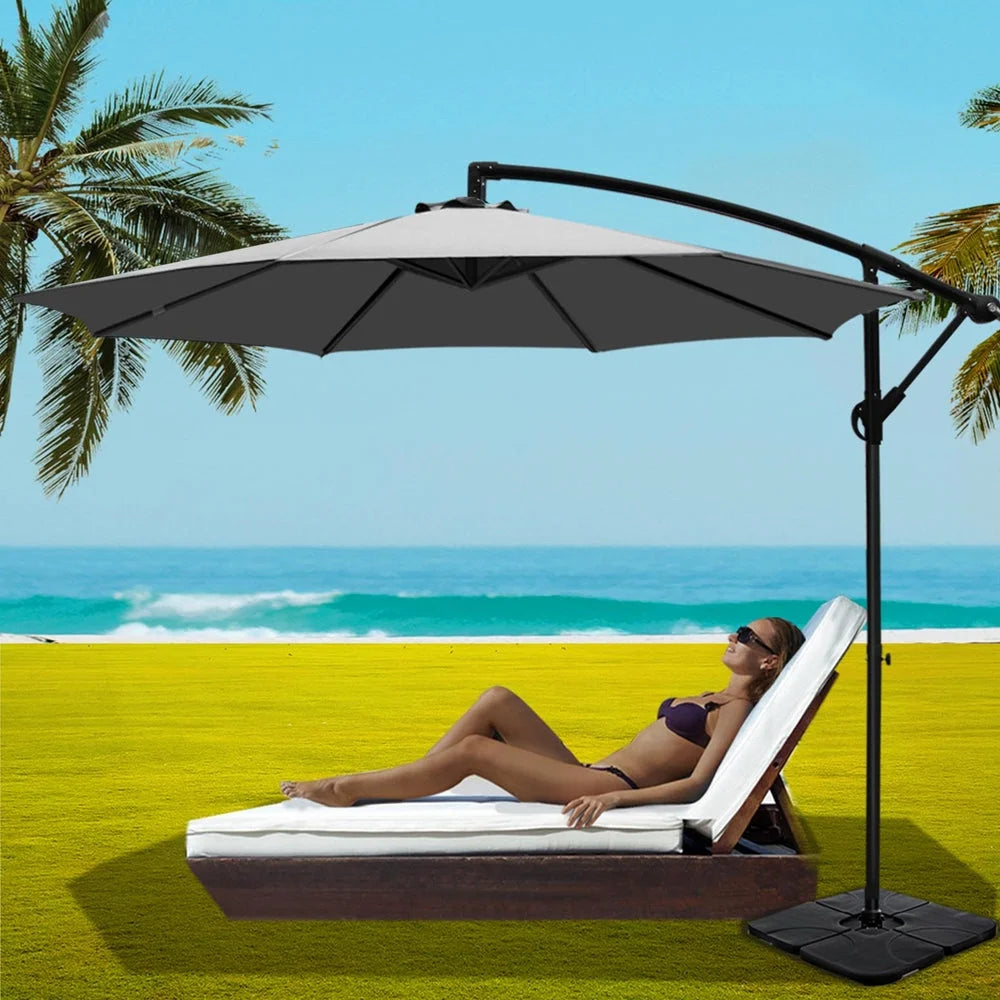 Outdoor Umbrella Cantilever Sun Stand UV Garden Base - Grey
