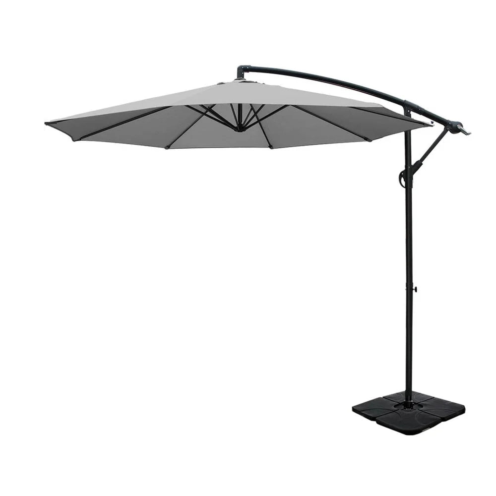 Outdoor Umbrella Cantilever Sun Stand UV Garden Base - Grey