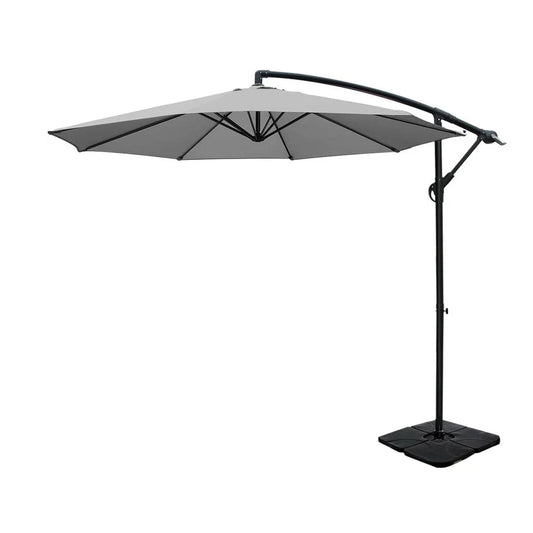 Outdoor Umbrella Cantilever Sun Stand UV Garden Base - Grey