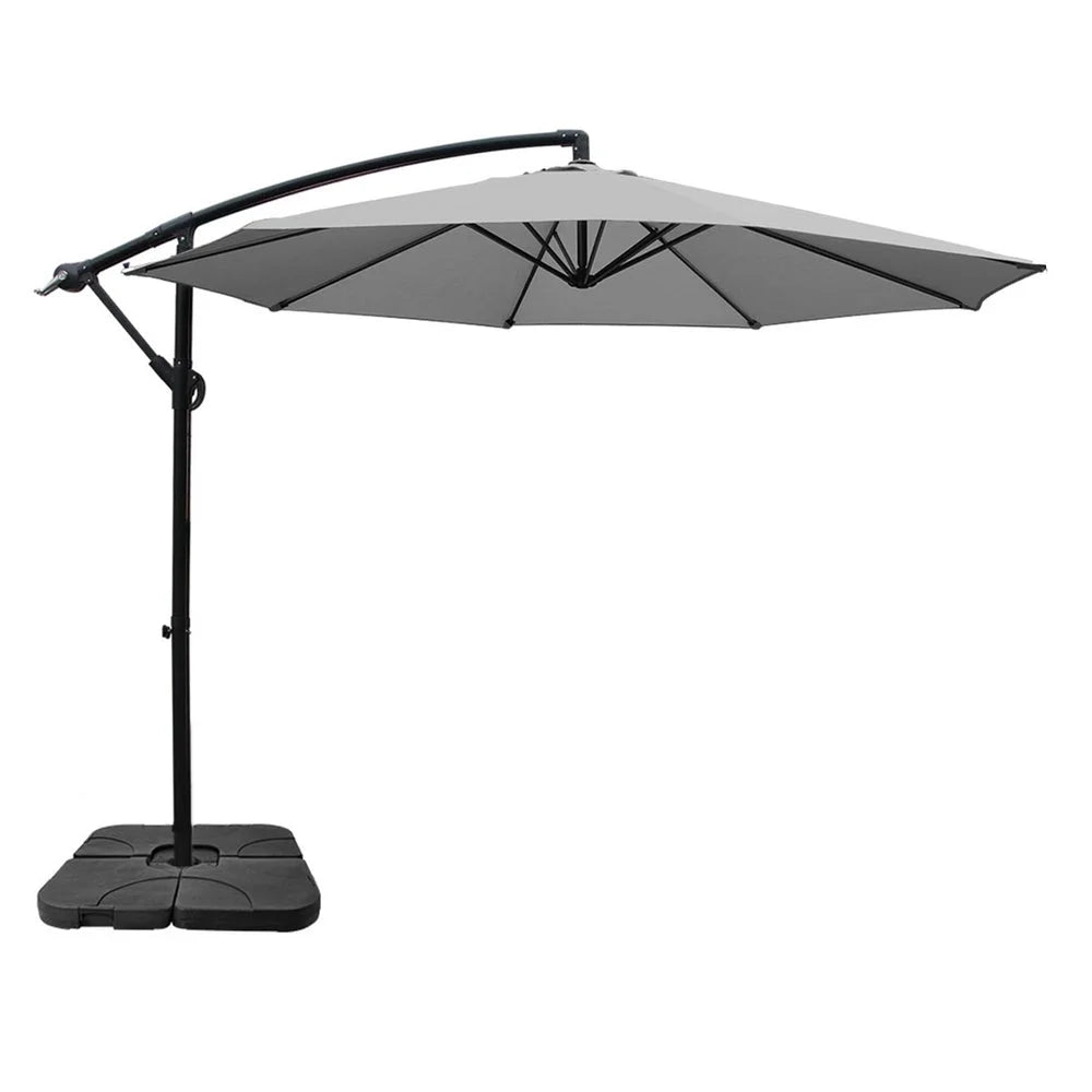 Outdoor Umbrella Cantilever Sun Stand UV Garden Base - Grey