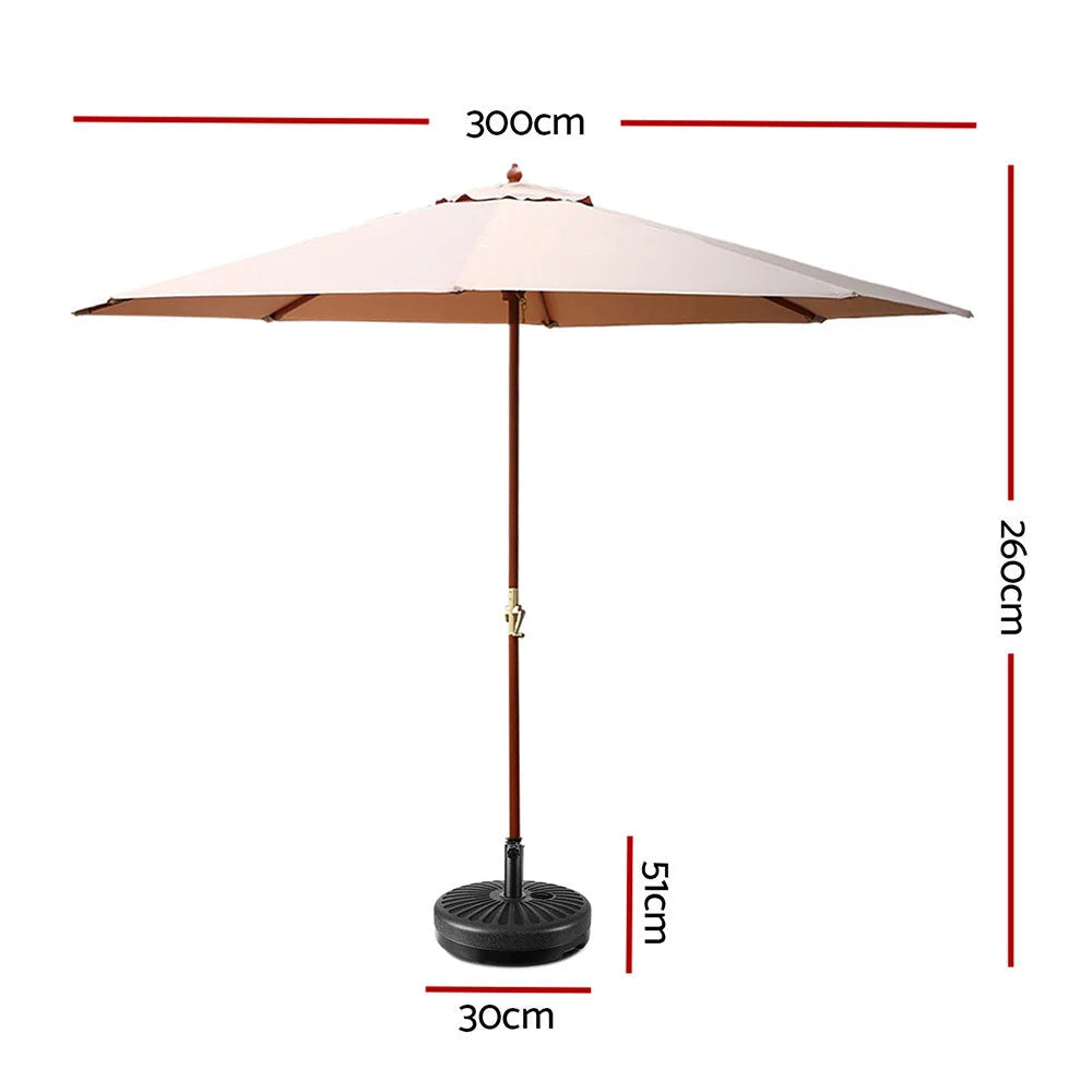 Outdoor Umbrella Pole 3M with Base Garden Stand Deck