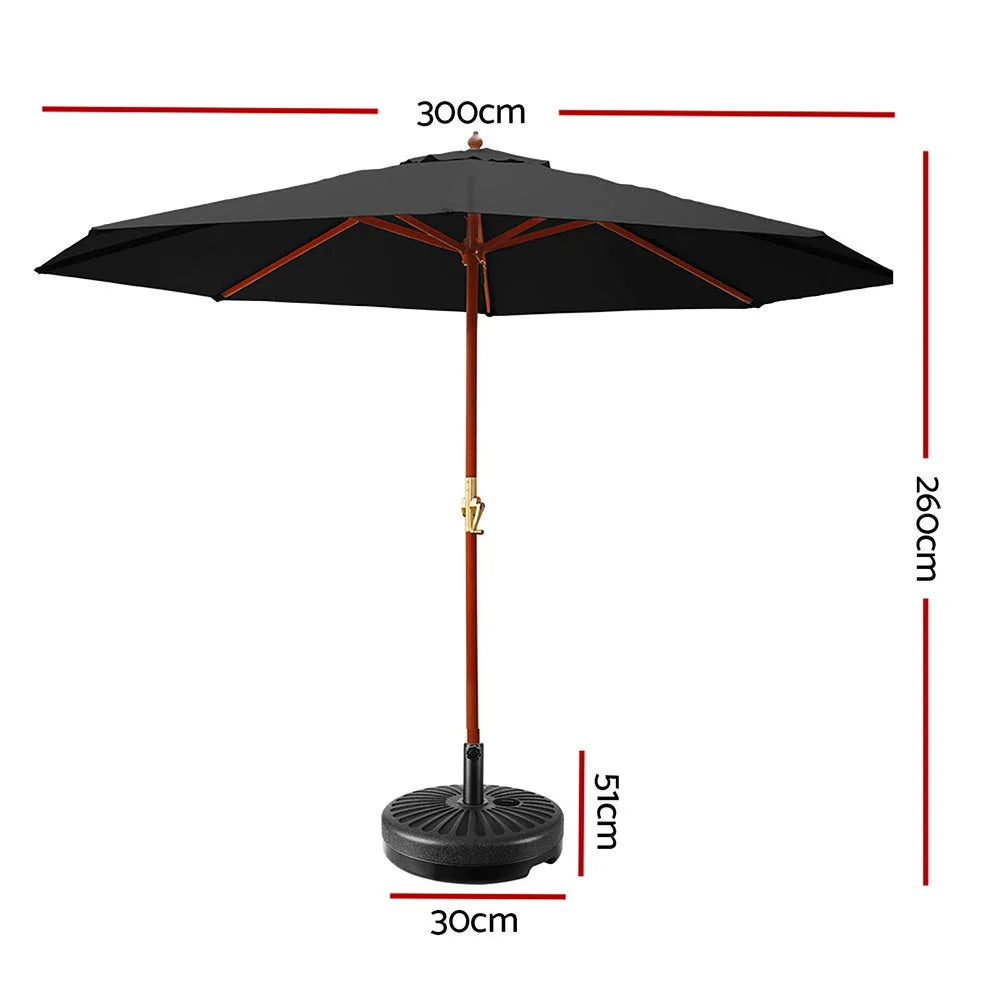 Outdoor Umbrella Pole 3M with Base Garden Stand Deck