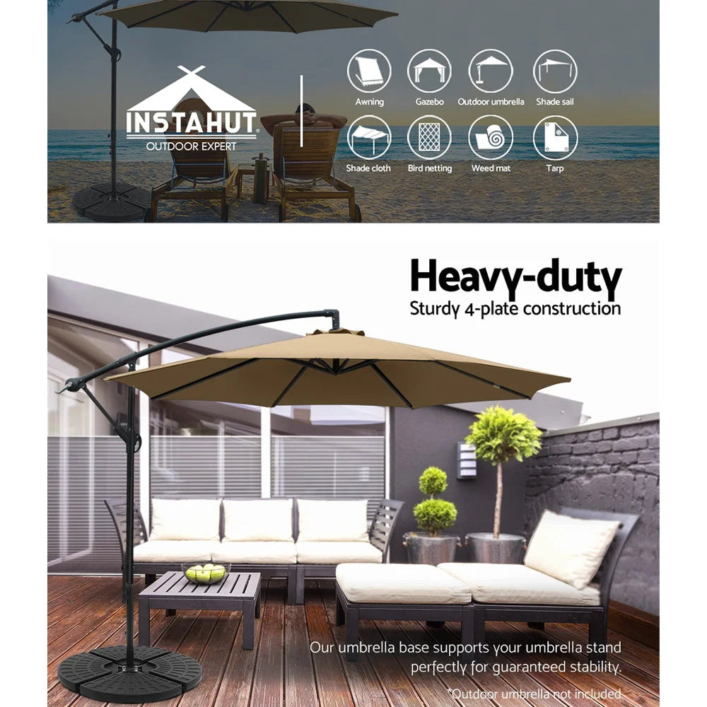Outdoor Umbrella Stand 4 x Base Pod Plate Sand/Water Patio