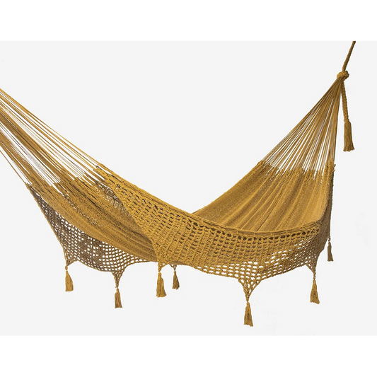 Outdoor undercover cotton Mayan Legacy hammock with hand