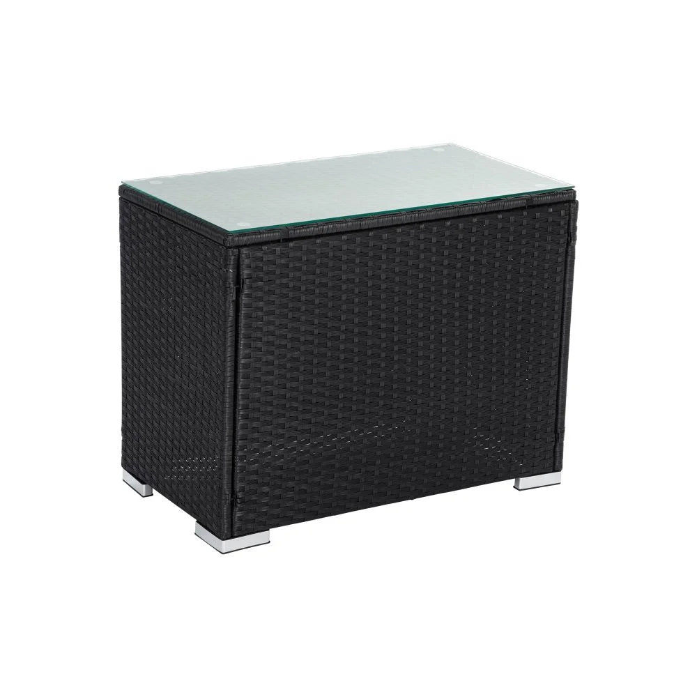 Outdoor Wicker End Table - Black