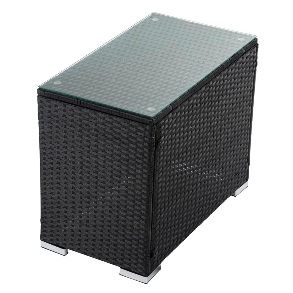 Outdoor Wicker End Table - Black