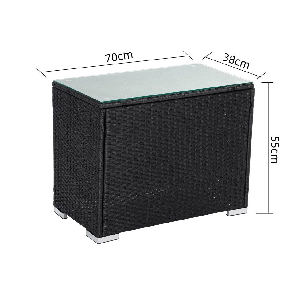 Outdoor Wicker End Table - Black
